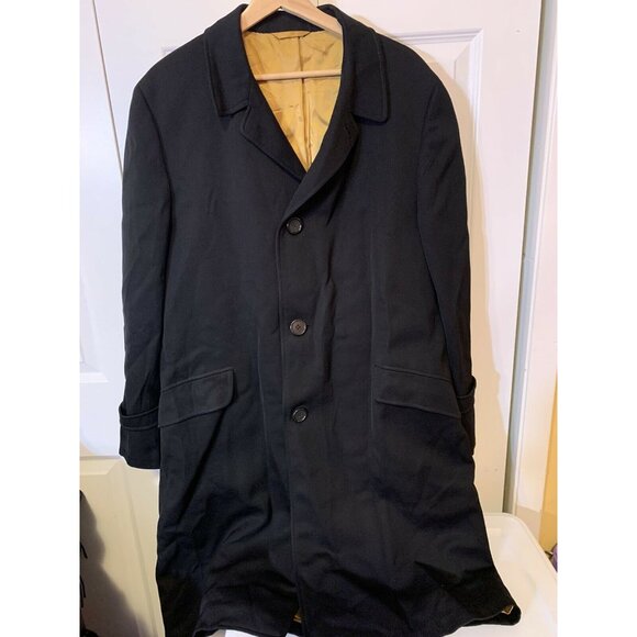 Vintage Amalgamated‎ Garment Sz 46 Men’s Black 3 Button Long Coat - Picture 3 of 4
